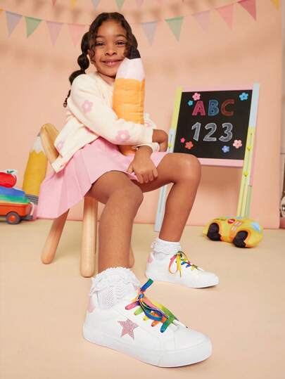 Mini mi 畅销儿童时尚休闲低帮系带星星运动鞋-街头时尚轻便舒适