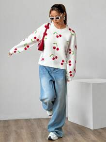 SHEIN Unity Áo len dệt kim cổ tròn thông thường dành cho nữ hàng ngày - Nhiều màu - Xem 5