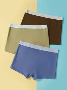 Conjunto de 3 piezas de calzoncillos deportivos transpirables de unicolor simples para adolescentes varones, verano - Multicolor - Ver 2