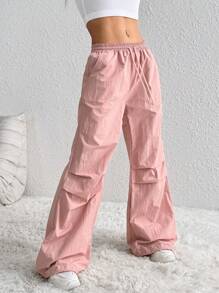 StreetHx Women's Solid Color Casual Long Pants - Pink - View 1
