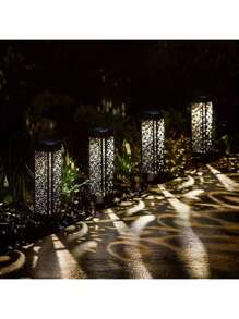 4 piezas Luces solares para senderos de jardín, iluminación led para paisaje exterior para decoración de Halloween y Navidad, adecuado para patio, patio, jardín, sendero, césped, calle, decoración de fiesta y festiva
