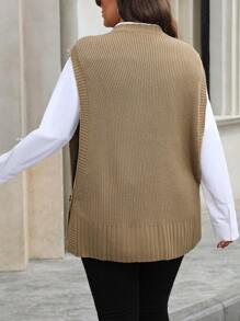 Plus Size Women's Solid Color Minimalist Casual Sweater Vest