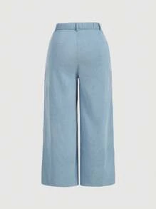 SHEIN MOD Plus Size Relaxed Fit Button Waist Loop Casual Streetwear Loose Pants