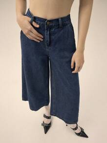 Forever 21 Trang phục mùa thu cho phụ nữ Quần rộng thùng thình cho phụ nữ Quần jean nữ đã giặt Quần jean xanh cạp thấp Quần jean rộng thùng thình cho phụ nữ Quần áo mùa thu - Màu xanh lam - Xem 3
