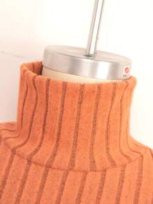 2 pezzi/Set Camicia collo alto cammello e gonna a quadri - Multicolore - Visualizzare 5