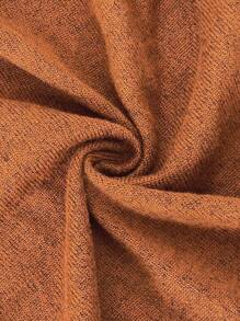 Calvaya Plus Size Off Shoulder Twist Knot Casual Plain T-Shirt For Spring & Autumn - Coffee Brown - View 4