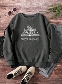 INAWLY 爱书之人、书虫、图书管理员礼物——圆领长袖卫衣，适合爱书之人及读者，秋季长袖套头衫 - 深灰色 - 查看 6