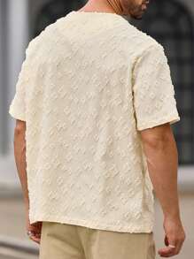 Manfinity VCAY Camisa de hombre de ajuste slim con media cartera perforada, caída de hombros, para verano - Albaricoque - Ver 2