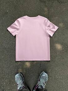 Manfinity EMRG 男士圆领短袖卡通人物印花趣味休闲街头风格 T 恤 - 粉色 - 查看 2