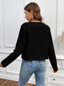 EMERY ROSE Veste simple à manches longues et couleur unie pour femmes, porter casual au quotidien, vestes noires pour femmes