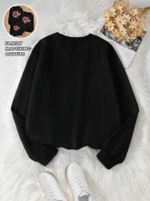 Sudadera con forro térmico para mujer, top de cuello redondo de manga larga para salidas familiares, otoño e invierno, Navidad, fiesta festiva, estampado