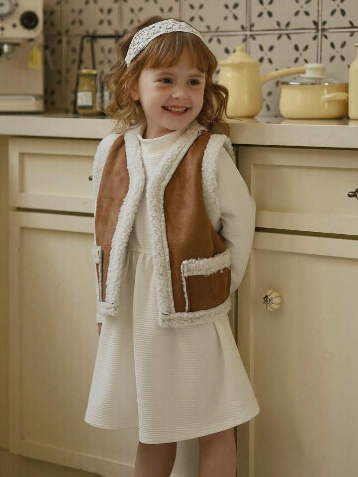 Girls fuzzy vest deals