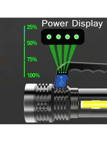 paweinuo 户外COB强光手电筒可充电超亮远射探照灯带侧灯双光源便携防水露营钓鱼照明手提灯