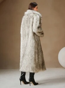 Anewsta New Autumn/Winter Women Fashion Faux Fox Fur Long Coat Parka Outerwear For Holiday Party Clothes