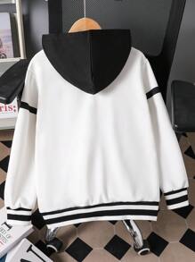 Tween Boys Stylish Letter Patchwork Sweatshirt - White - View 2