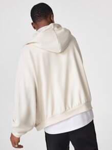 Manfinity NXTstreet Sudadera con capucha de unicolor y manga larga, casual y sencilla para hombres, para otoño e invierno - Albaricoque - Ver 3