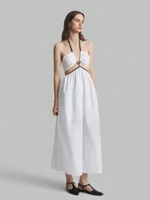 Ontre Women's Sexy Hollow-Out Backless Dress For Summer Vacation Dress - White - View 6