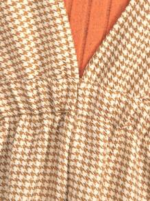2 pezzi/Set Camicia collo alto cammello e gonna a quadri - Multicolore - Visualizzare 6
