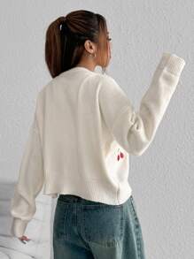 SHEIN Unity Fashionable Cherry Printed Cardigan - Multicolor - View 2