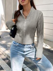 Lunelith SHEIN Lunessa Women's Cable Knit Casual Cardigan