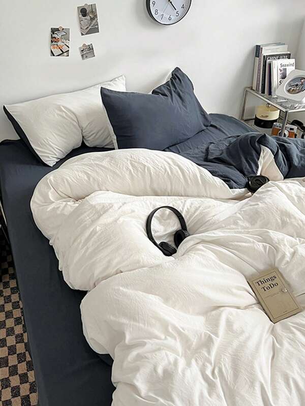 2/3 Pcs Soft Ivory Duvet Cover Set - Best Luxury Ins Style Bedding Set For Home Bedroom, Includes 1 Quilt Comforter Bed Cover And 1/2 Pillowcases - Cheap, High Quality, Twin, Single, Full, Queen, Double, King Sizes School Bedding