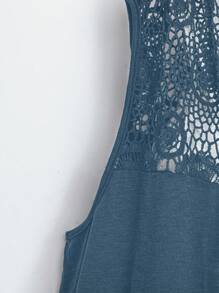 EMERY ROSE Plus Size Sleeveless Water-Soluble Flower Patchwork Jacket, Summer - Baby Blue - View 6