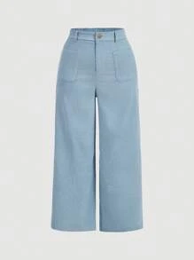 SHEIN MOD Plus Size Relaxed Fit Button Waist Loop Casual Streetwear Loose Pants