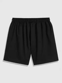 ROMWE MEN Anime Men Summer Sakura Print Shorts, School - Black - View 2