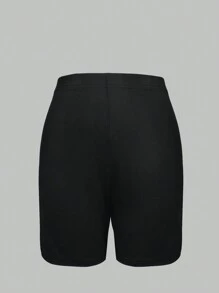 SHEIN 2 件女式夏季休闲字母印花 T 恤和短裤套装 - 紫色 - 查看 2