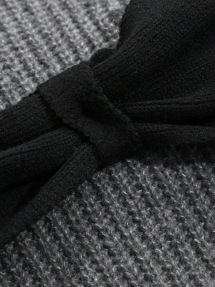 Women Open Shoulder Color-Block Lantern Sleeve Sweater Fall