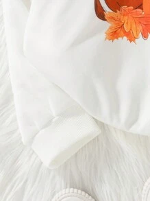 Women's Casual Pullover Sweatshirt, Long Sleeve, Warm Thermal Lined, Christmas White Outdoor Holiday Party Family Matching Tops Fall - White - View 6