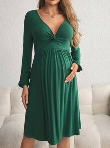 SHEIN Maternity Long Sleeve Bodycon Dress For Pregnant Women Autumn Teacher Dress