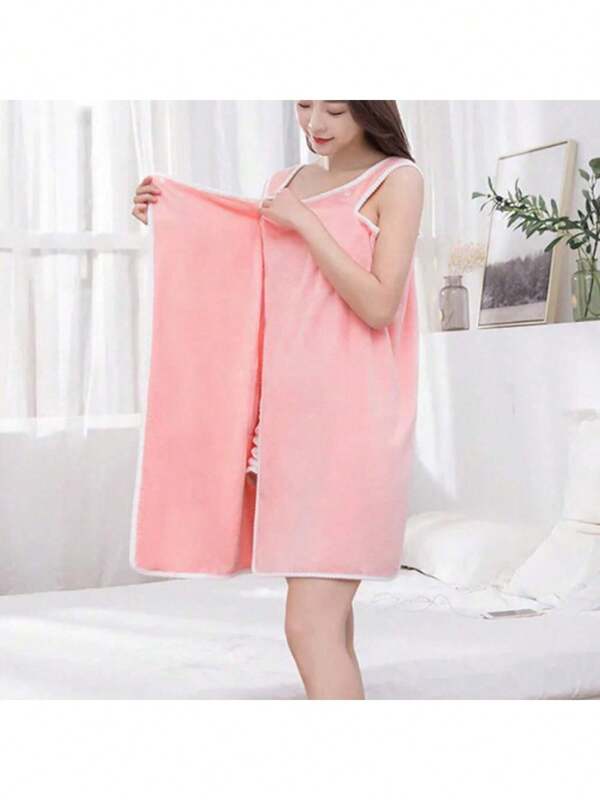 1pc Adult Coral Fleece Multicolored Bath Towel, Suitable For Women Home Use, Sexy, Comfortable, Soft, Highly Absorbent, With Pocket And Adjustable Strap Back To School For Beauty Salon Home Bathroom
