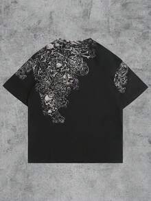 哥特式时尚休闲街头复古 Y2K 印花圆领长袖女式圆领 T 恤 - 彩色 - 查看 2