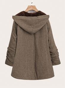 EMERY ROSE Plus Size Women's Casual Hooded Long Sleeve Jacket Winter Clothes - Multicolor - View 2