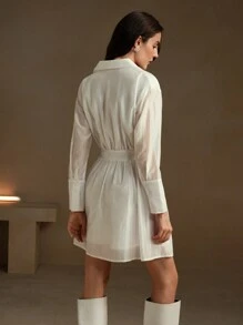 Anewsta Vestido corto blanco bordado - Blanco - Ver 5