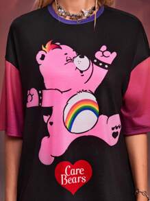 SHEIN X Care Bears 设计师夏季可爱卡通熊印花 T 恤，节日，感恩节，节日 - 彩色 - 查看 6