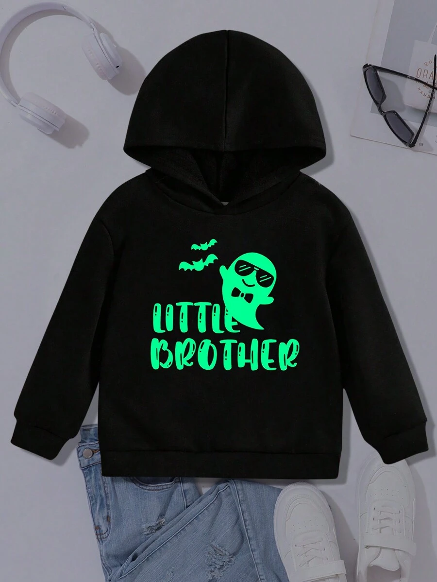 Áo nỉ trùm đầu phát sáng trong bóng tối "Little Brother" cho bé trai - màu đen - Xem 1