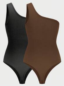 2pcs Women Seamless One-Piece Bodysuits - Multicolor - View 8