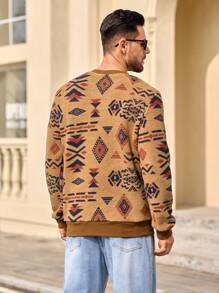 Manfinity VCAY Men's Knitted Relaxed Fit Crew Neck Pullover Sweatshirt, Suitable For Autumn & Winter - Multicolor - View 2