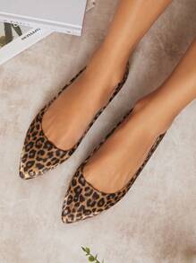 SHUZIA Women's Minimalist Slip On Pointed Toe Flat Heel Shoe Animal Leopard Print Christmas Fall Winter - Multicolor - View 6