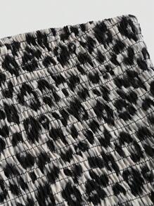 Sweetra 2pcs/Set Sleeveless Leopard Print Top And Numeric Skirt Casual Set Y2K Outfit  - Light Grey - View 4