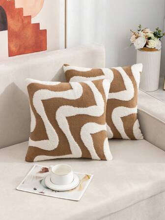 2 件毛绒豹纹抱枕套，波西米亚风格装饰，适合客厅或卧室，四季皆宜