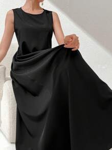 Al Najma 女士纯色简约无袖阿拉伯连衣裙日常穿着长裙长裙休闲纯色连衣裙