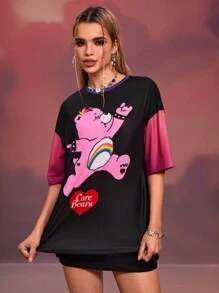 SHEIN X Care Bears 设计师夏季可爱卡通熊印花 T 恤，节日，感恩节，节日 - 彩色 - 查看 7