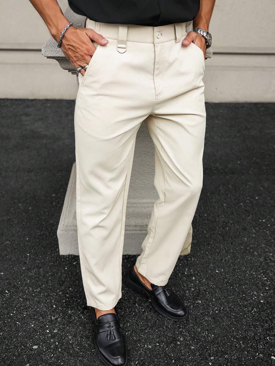 Manfinity Mode Men's Solid Color Casual Pants - Apricot - View 1