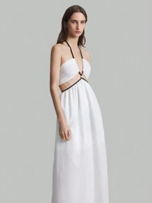 Ontre Women's Sexy Hollow-Out Backless Dress For Summer Vacation Dress - White - View 5