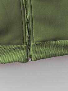 Áo nỉ chui đầu màu xám cơ bản thường ngày cho bé gái tuổi teen - xanh quân đội - Xem 4