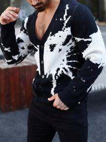 Manfinity LEGND Áo len cardigan dài tay màu tương phản cỡ lớn cho nam vào mùa thu đông - Nhiều màu - Xem 4