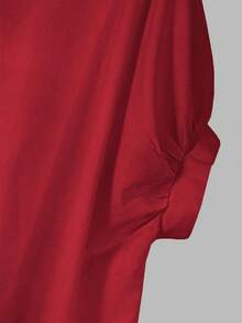 Women's Solid Front Button Batwing Sleeve Casual Loose Blouse
